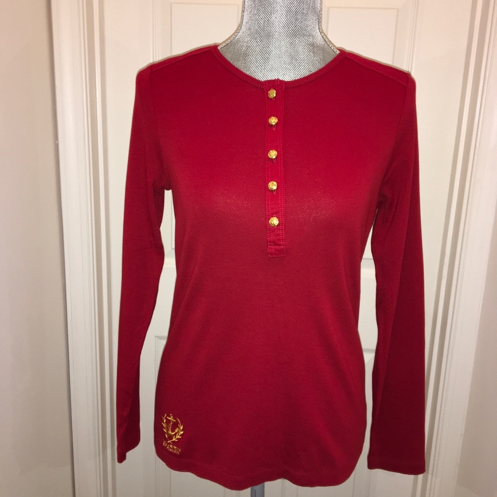 Lauren Ralph Lauren Red 100% Cotton Top
